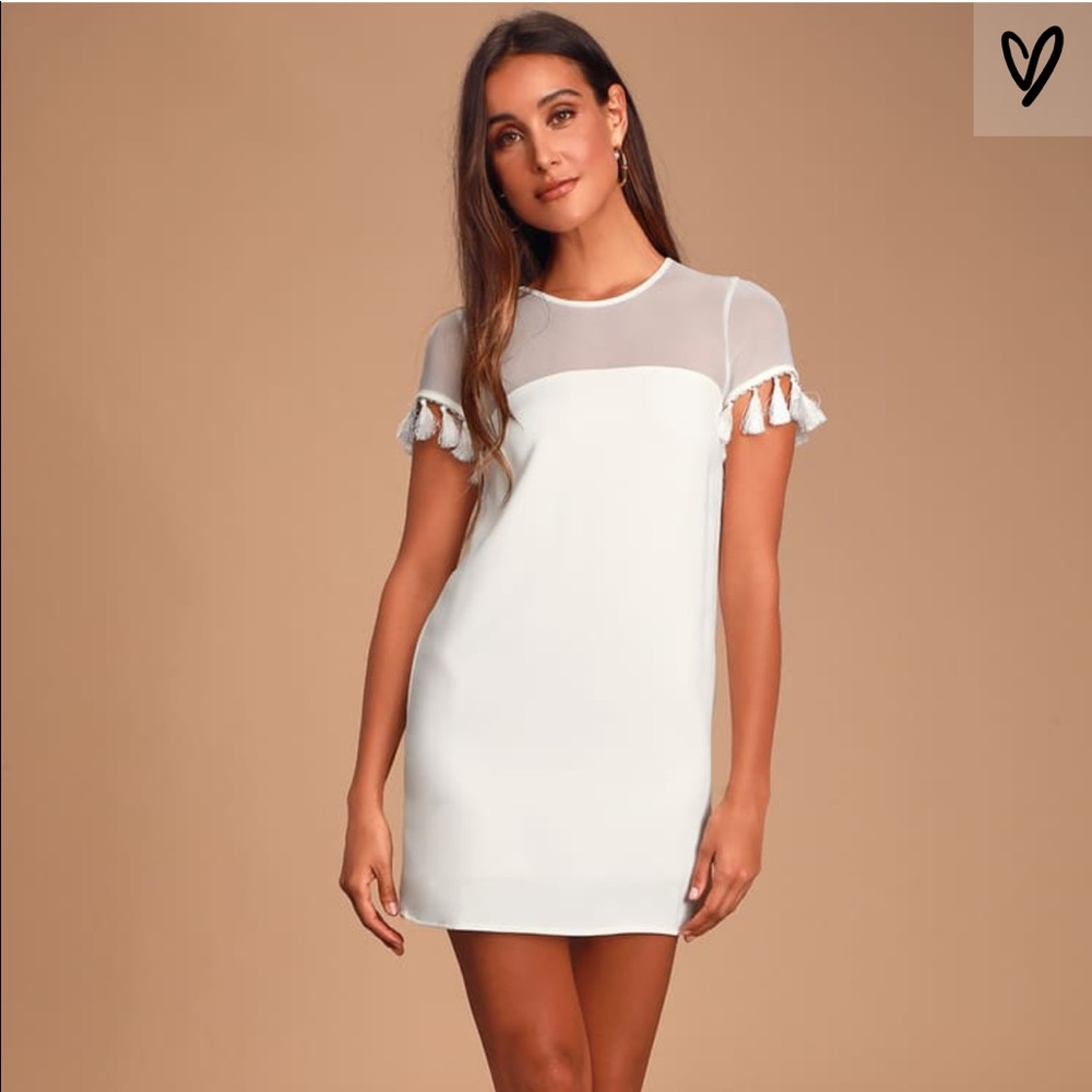 Lulu’s Iced Latte White Shift Dress S